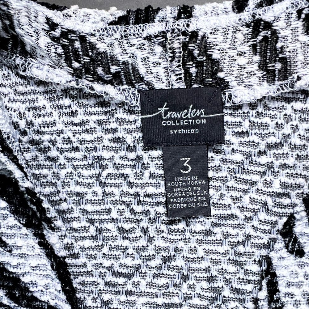 Travelers by Chico's B/W Zebra Print Jacket Sheer Open‎ Front Size 3 or US 16 - Picture 7 of 16